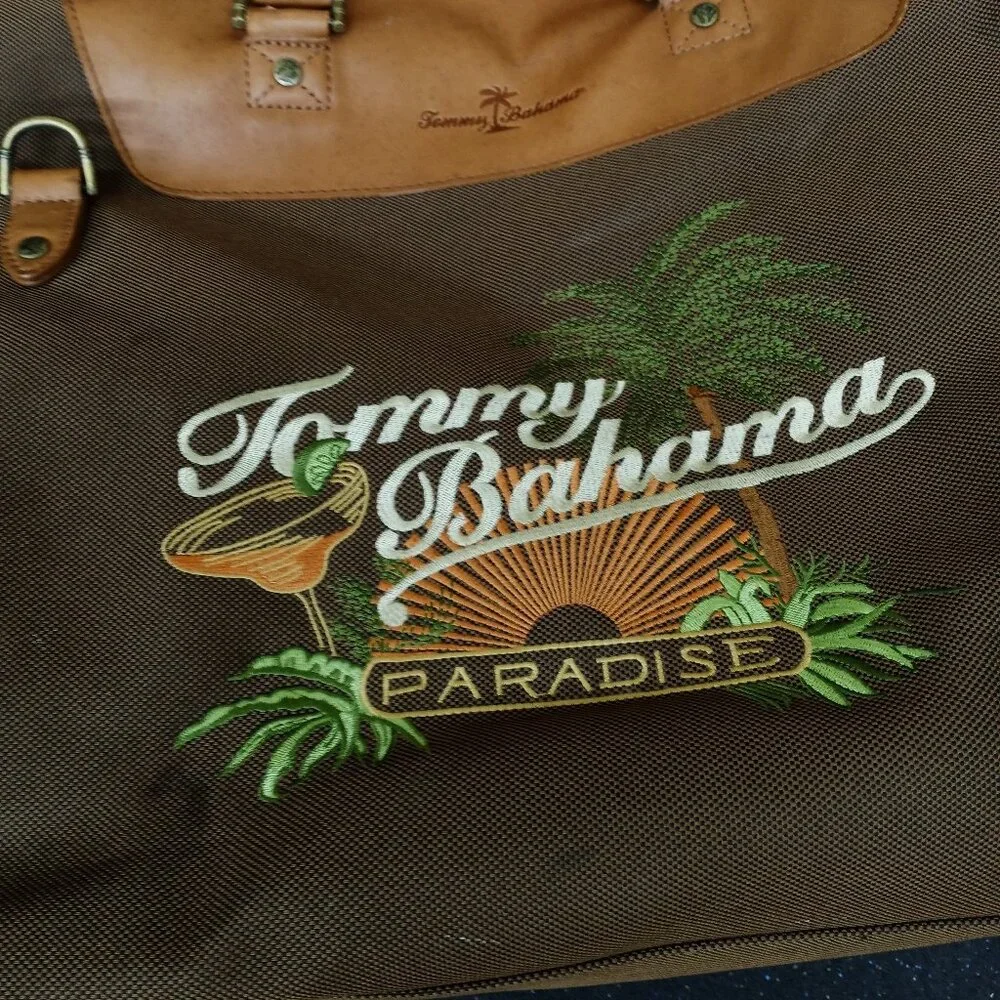 Tommy Bahama PARADISE Travel Bag Luggage Carry on Shoulder Strap Canvas Leather